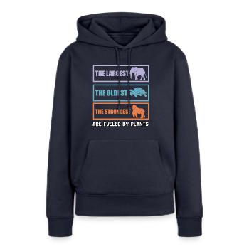 Powered by plants - Women’s Premium Organic Hoodie - navy - Front - Julia (174cm)
