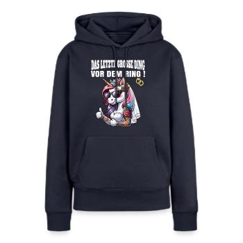 Enterrement de vie de garçon Mariée Enterrement de vie de jeune fille Grondement de femmes - Sweat à capuche Premium bio Femme - bleu marine - Devant - Julia (174cm)