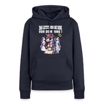 Enterrement de vie de garçon Mariée Enterrement de vie de jeune fille Grondement de femmes - Sweat à capuche Premium bio Femme - bleu marine - Devant - Julia (174cm)