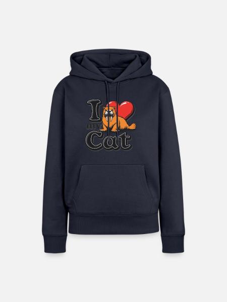 KATZENLIEBE - Frauen Premium Bio Hoodie - Navy