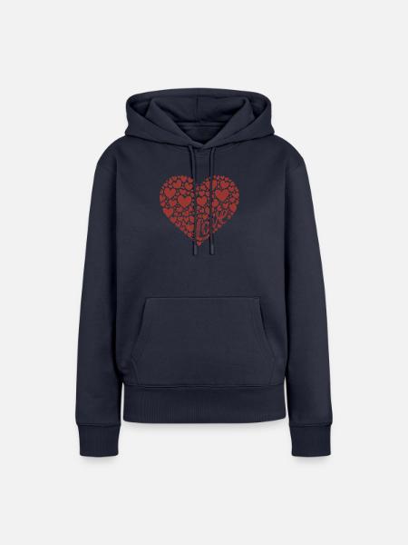 Love Hearts - Frauen Premium Bio Hoodie - Navy
