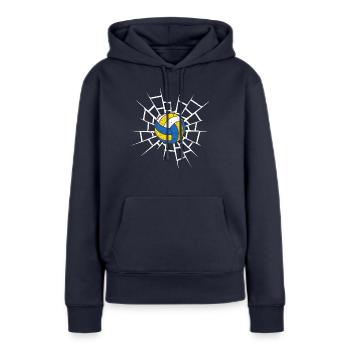 Volleyball Breaking Through - Frauen Premium Bio Hoodie - Navy - Vorne - Julia (174cm)