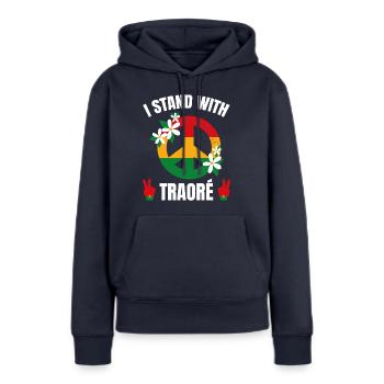 TRAOKREF Artboard 1Traoré Faust Afro Power Design - Frauen Premium Bio Hoodie - Navy - Vorne - Julia (174cm)