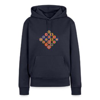 70er Jahre Raute - Frauen Premium Bio Hoodie - Navy - Vorne - Julia (174cm)