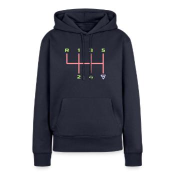 Shift it ! - Sweat à capuche Premium bio Femme - bleu marine - Devant - Julia (174cm)