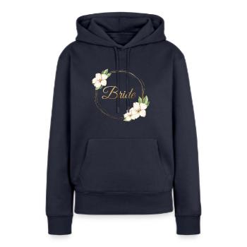 Team Bride Floral Circle Customizable - Women’s Premium Organic Hoodie - navy - Front - Julia (174cm)