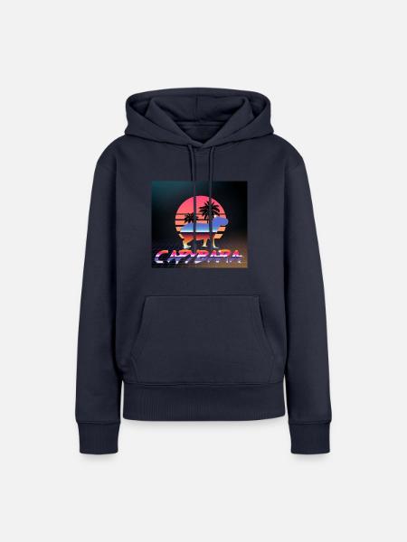 Capybara Retrowave - Frauen Premium Bio Hoodie - Navy