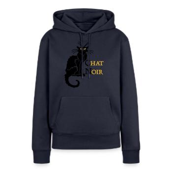 chat noir 'n (text, 2c) - Frauen Premium Bio Hoodie - Navy - Vorne - Julia (174cm)
