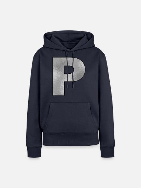 Buchstabe P Silber - Frauen Premium Bio Hoodie - Navy