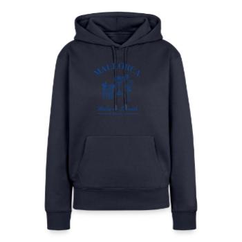 Majorque Île des Baléares Cocktail dînatoire - Sweat à capuche Premium bio Femme - bleu marine - Devant - Julia (174cm)