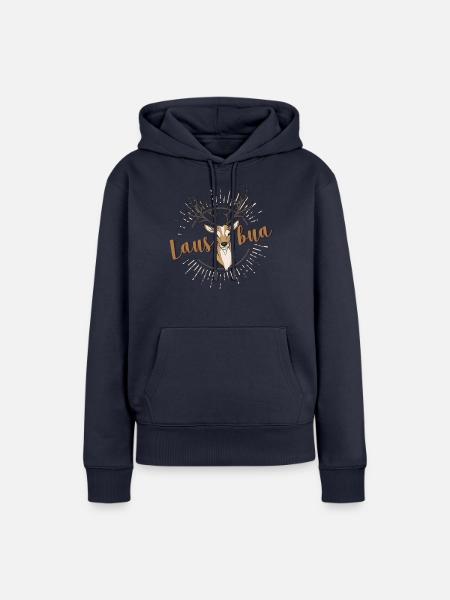 Lausbua Hirsch Lederhosen - Frauen Premium Bio Hoodie - Navy