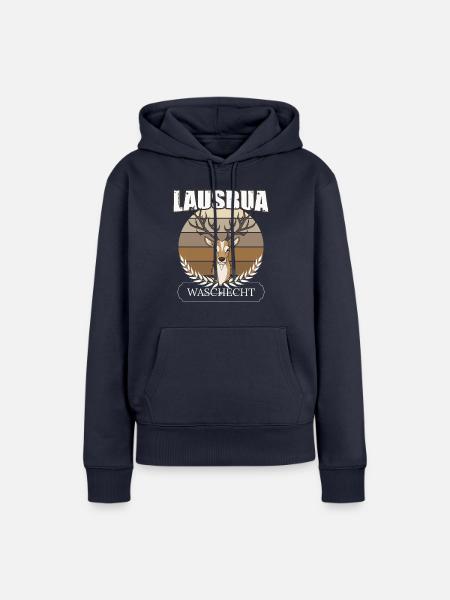 Lausbua Hirsch Lederhosen - Frauen Premium Bio Hoodie - Navy