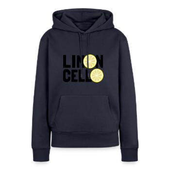 Limoncello, liqueur de citron, Limoncino, Italie - Sweat à capuche Premium bio Femme - bleu marine - Devant - Julia (174cm)