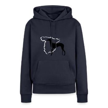 Spanischer Windhund - Frauen Premium Bio Hoodie - Navy - Vorne - Julia (174cm)