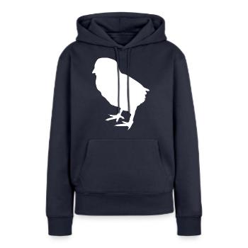 poussin - Sweat à capuche Premium bio Femme - bleu marine - Devant - Julia (174cm)