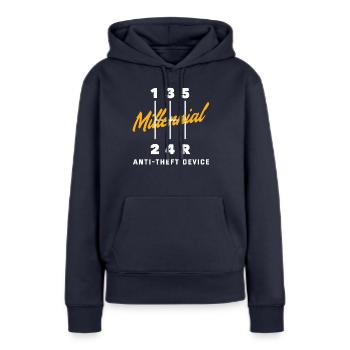 Auto Racing Mechanic Manual Millenial Anti Theft - Frauen Premium Bio Hoodie - Navy - Vorne - Julia (174cm)