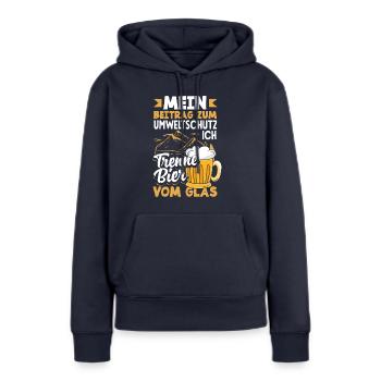 Mein Beitrag zum Umweltschutz - Ich trenne Bier - Frauen Premium Bio Hoodie - Navy - Vorne - Julia (174cm)