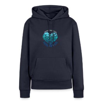 MALDIVES - Sweat à capuche Premium bio Femme - bleu marine - Devant - Julia (174cm)