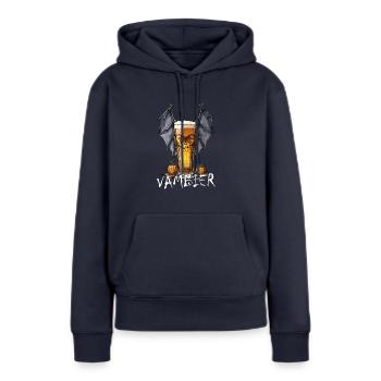Bierglas mit Fledermausflügeln - Grusel und Genuss - Frauen Premium Bio Hoodie - Navy - Vorne - Julia (174cm)