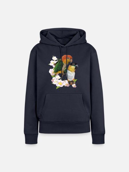 Der orangeköpfige Caique - Frauen Premium Bio Hoodie - Navy