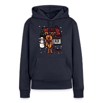 Teddy Schneefall Weihnachtsgeschenk Schlitten Kind - Frauen Premium Bio Hoodie - Navy - Vorne - Julia (174cm)