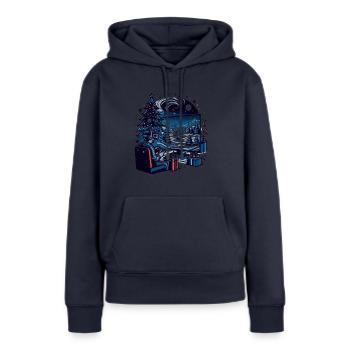 Noël LAN Party Gamer Festive Gaming Holiday - Sweat à capuche Premium bio Femme - bleu marine - Devant - Julia (174cm)