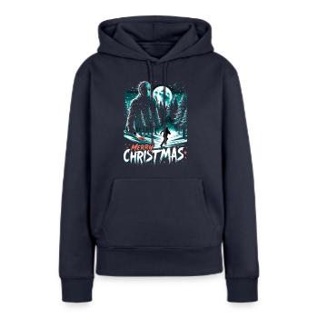 Joyeux Noël Festif Slasher Candy Cane Menace - Sweat à capuche Premium bio Femme - bleu marine - Devant - Julia (174cm)