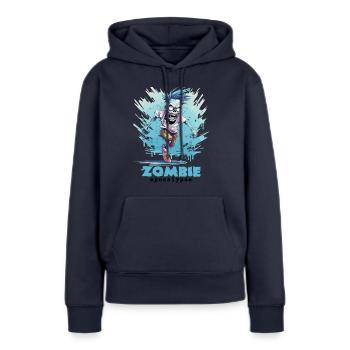 Zombie Apocalypse Zombies Morts-vivants Halloween - Sweat à capuche Premium bio Femme - bleu marine - Devant - Julia (174cm)