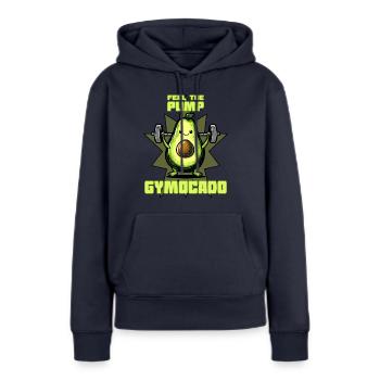 Gymocado - die aktive Avocado - Frauen Premium Bio Hoodie - Navy - Vorne - Julia (174cm)