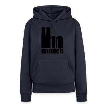 Servus - Gruß aus München - Frauenkirche - Frauen Premium Bio Hoodie - Navy - Vorne - Julia (174cm)