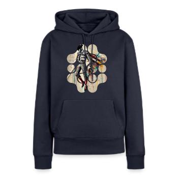 L'élégance colorée du matador - Sweat à capuche Premium bio Femme - bleu marine - Devant - Julia (174cm)