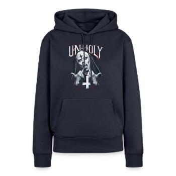 Provocateur et expressif – mode rebelle - Sweat à capuche Premium bio Femme - bleu marine - Devant - Julia (174cm)