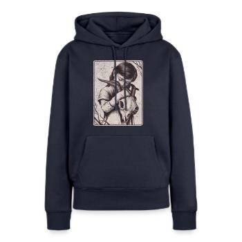 Verborgene Dunkelheit – Mädchen mit Dämonenschädel - Frauen Premium Bio Hoodie - Navy - Vorne - Julia (174cm)