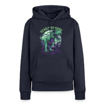 Zombie T-REX – Deadly Roar für Dinoliebhaber - Frauen Premium Bio Hoodie - Navy - Vorne - Julia (174cm)