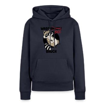 Waschbär Bauch - Waschbrett Bauch Geschenk - Frauen Premium Bio Hoodie - Navy - Vorne - Julia (174cm)