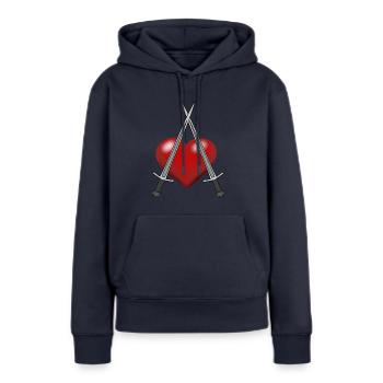 Schwert Ritter Herz Schwertkämpfer Kämpfer - Frauen Premium Bio Hoodie - Navy - Vorne - Julia (174cm)