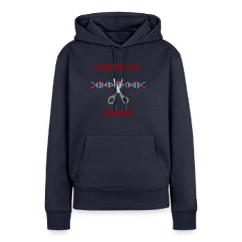 CRISPR / CAS EXPERT - Sweat à capuche Premium bio Femme - bleu marine - Devant - Julia (174cm)
