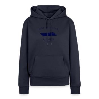 Port de Sóller Marina Mallorca Yacht Club - Sweat à capuche Premium bio Femme - bleu marine - Devant - Julia (174cm)