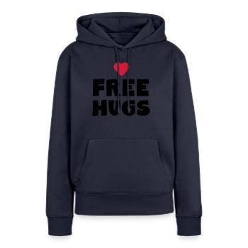 Free Hugs - Frauen Premium Bio Hoodie - Navy - Vorne - Julia (174cm)