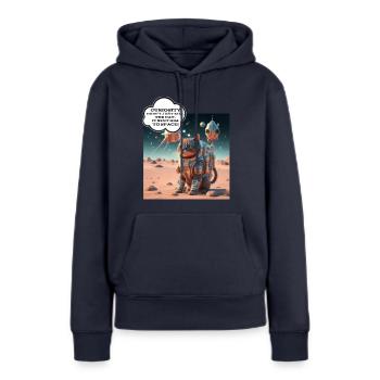 Curiosity kill cat - Frauen Premium Bio Hoodie - Navy - Vorne - Julia (174cm)