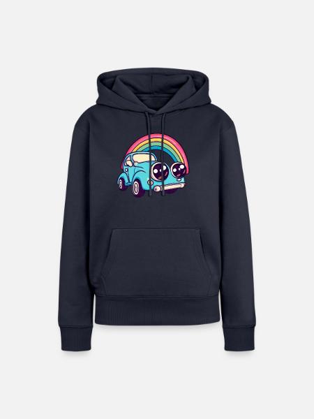 car rainbow - Frauen Premium Bio Hoodie - Navy