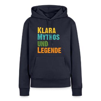 Mythos Klara die Legende Vorname Klara - Frauen Premium Bio Hoodie - Navy - Vorne - Julia (174cm)