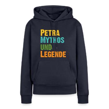 Mythos Petra die Legende Vorname Petra - Frauen Premium Bio Hoodie - Navy - Vorne - Julia (174cm)