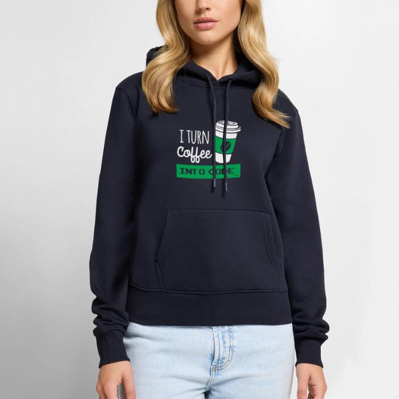 I turn coffee into developer code Women’s Premium Organic Hoodie
