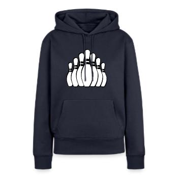Bowling - Frauen Premium Bio Hoodie - Navy - Vorne - Julia (174cm)