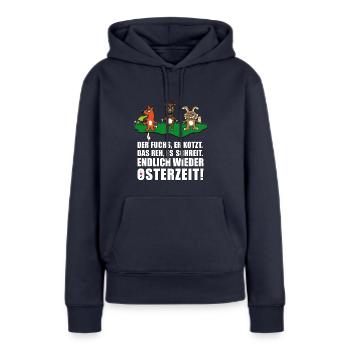 Osterzeit | Ostern | Osterhase | Osterei Reh Fuchs - Frauen Premium Bio Hoodie - Navy - Vorne - Julia (174cm)