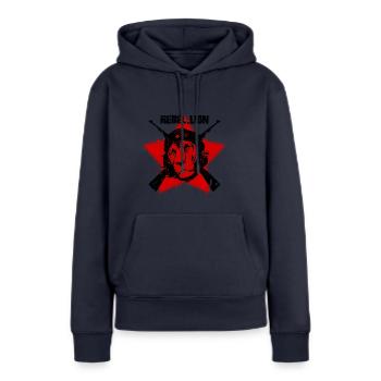 Rebel Lion - Sweat à capuche Premium bio Femme - bleu marine - Devant - Julia (174cm)