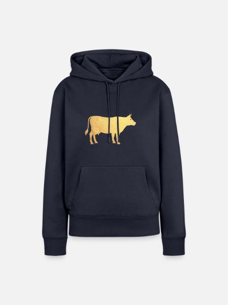 Gold Kuh - Frauen Premium Bio Hoodie - Navy