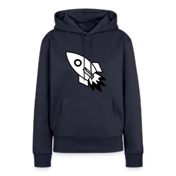 noir fusée - Sweat à capuche Premium bio Femme - bleu marine - Devant - Julia (174cm)