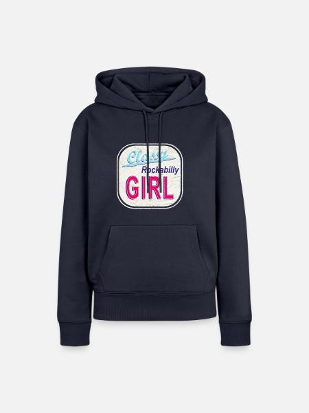 Classy Rockabilly Girl Vintage Logo - Frauen Premium Bio Hoodie - Navy